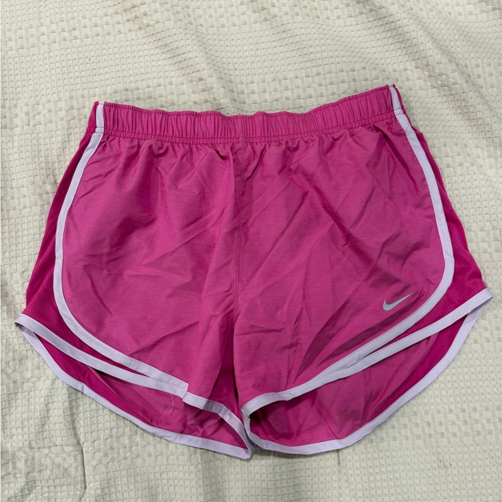 Nike Women’s Hot Pink Athletic Running Shorts with White Trim